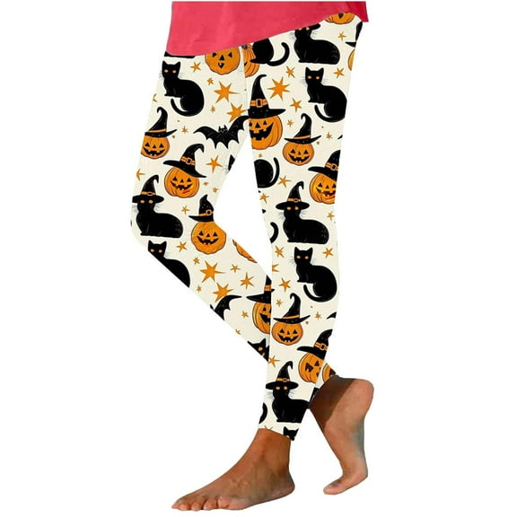 FAWUUDO Womens Halloween Leggings High Waist Workout Tummy Control Stretchy Yoga Pants Striped Printed Holiday Multicolor