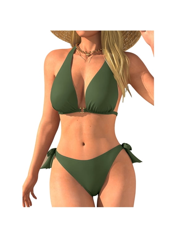 Womens High Waisted Bikini Sets, Modest Tummy Control Swimsuits, 2 Piece Bathing Suits Mesh Swim Shorts