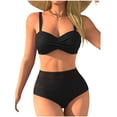 thumbnail image 1 of FAWUUDO Womens High Waisted Bikini Sets, Modest Tummy Control Swimsuits, 2 Piece Bathing Suits Mesh Swim Shorts, 1 of 4