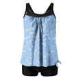 thumbnail image 1 of FAWUUDO Womens High Waisted Tankini 2 Piece Bathing Suits Modest Floral with Shelf Bra Tummy Control Summer Swimwear, 1 of 4