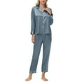 thumbnail image 1 of FAWUUDO Womens Silk Satin Pajamas Set Short Sleeve Sleepwear Soft Button Down Loungewear Two-piece Pjs Sets, 1 of 6