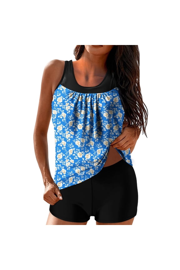 Womens Solid Modest Bikini Sets 2 Piece Bowknot Strappy Back Halter Swimsuits Padded Tops High Waist