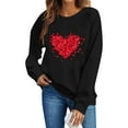 thumbnail image 1 of FAWUUDO Womens Sweet Valentines Crewneck Pullover Loose Fit Long Sleeve Heart Print Graphic Sweatshirt Casual Cozy Romantic Holiday Wear Black L, 1 of 7