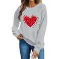 thumbnail image 1 of FAWUUDO Womens Sweet Valentines Crewneck Pullover Loose Fit Long Sleeve Heart Print Graphic Sweatshirt Casual Cozy Romantic Holiday Wear Gray M, 1 of 7