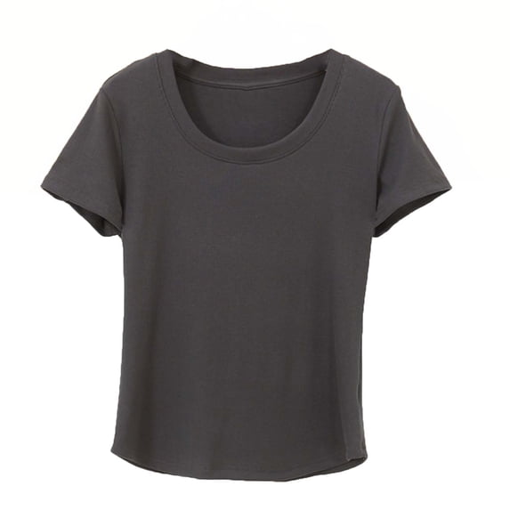 ROHUUQUE Womens T-Shirts Solid Color Square Neck Short Sleeve Loose Casual Tops Summer Everyday Tees