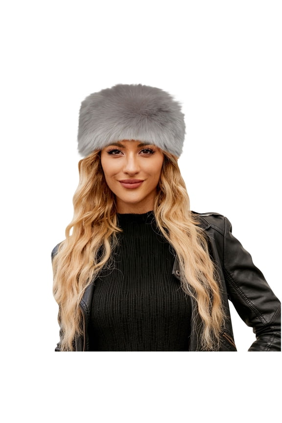 Womens Winter Faux Fur Bucket Hat, Warm Comfortable Furry Wide Brim Hat, Fisherman Hat