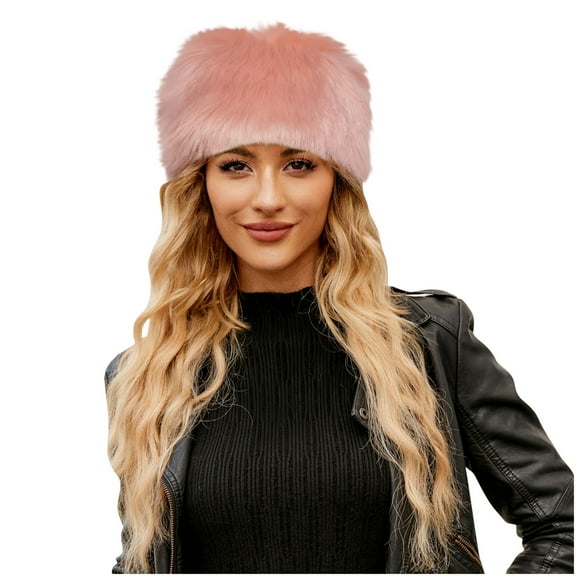 FAWUUDO Womens Winter Faux Fur Bucket Hat, Warm Comfortable Furry Wide Brim Hat, Fisherman Hat