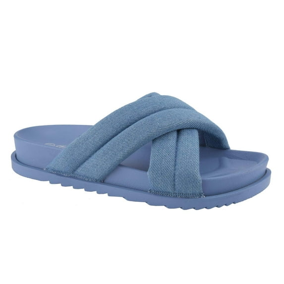 【FAX-21】 Women's Slide Sandals Slip on Open Toe Cute Platform Criss Cross Flat Sandals for Summer Walking Shoes Footwear Shoe Girl Comfort Bridal Pu