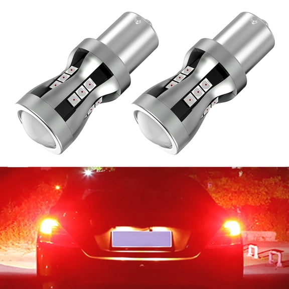 FAXCARS 1157 LED Bulbs for Brake Tail Lights, 1000K Red High Power, SMD 3030 21 Chips 500% Brightness Replacement P21/5W BAY15D Halogen Plug and Play, Pack of 2