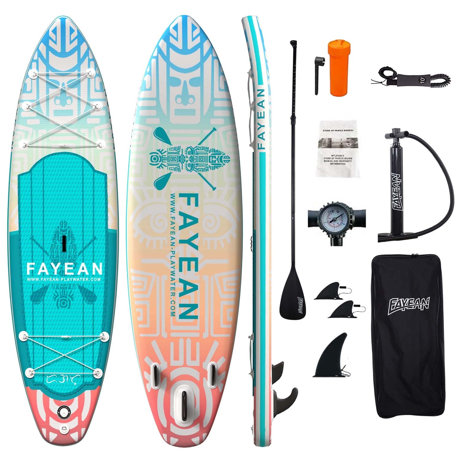 Inflatable Stand Up Paddle Board 10.5’/11’×33”×6” Non-Slip Deck, Complete SUP Accessories for All Skill Levels, Wide Seat & Safety Leash, 3 Fins, Adjustable Paddle, Pump & Backpack
