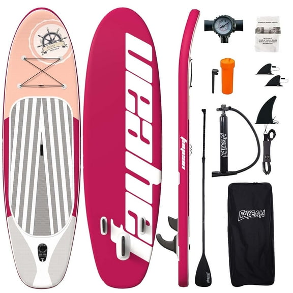 Inflatable Stand Up Paddle Board 10.5’/11’×33”×6” Non-Slip Deck, Complete SUP Accessories for All Skill Levels, Wide Seat & Safety Leash, 3 Fins, Adjustable Paddle, Pump & Backpack