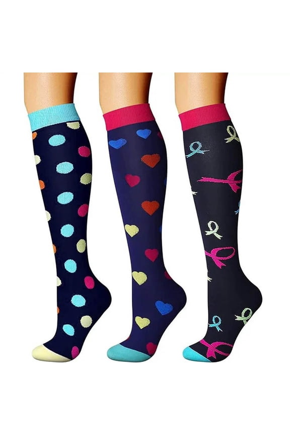 Compression Socks Women Cotton Warm Athletic Cycling Outdoor Running Socks,Green 3 Pairs