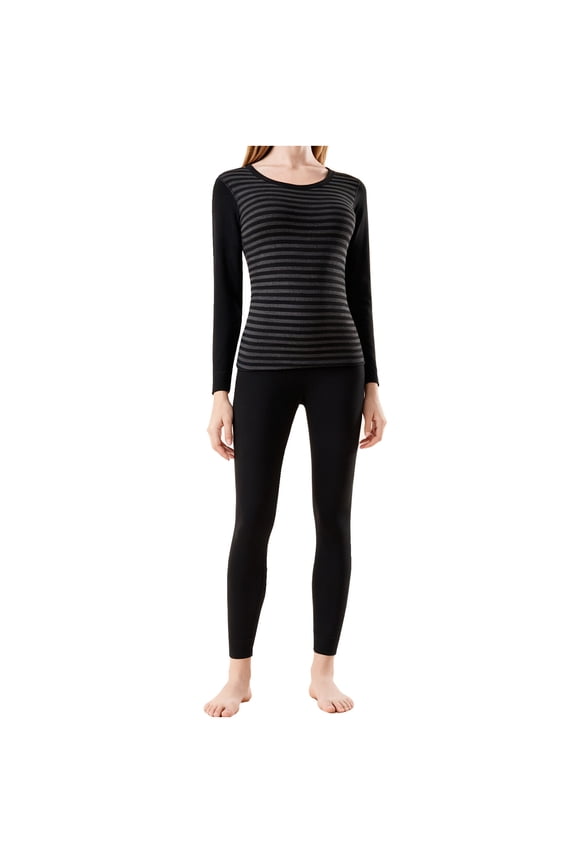 Cotton Thermal Underwear for Women Long Johns Crew Neck Warm Top and Bottom Size M-3XL