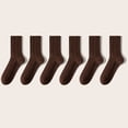 thumbnail image 1 of FAZVAOO Crew Socks for Women Cotton Long Comfortable Fashion Solid Ribbed Socks Brown, 1 of 3