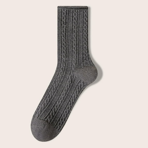 FAZVAOO Crew Socks for Women Cotton Long Comfortable Fashion Solid Ribbed Socks Gray