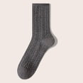 thumbnail image 1 of FAZVAOO Crew Socks for Women Cotton Long Comfortable Fashion Solid Ribbed Socks Gray, 1 of 3