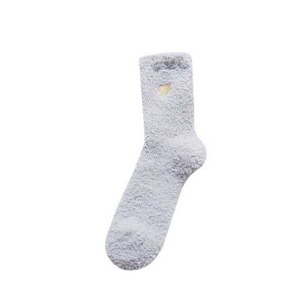 FAZVAOO Fuzzy Socks for Women Crew Fleece Warm Sleep Socks Gray