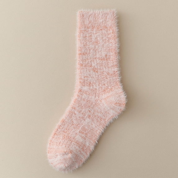 FAZVAOO Fuzzy Socks for Women Crew Fleece Warm Sleep Socks Pink