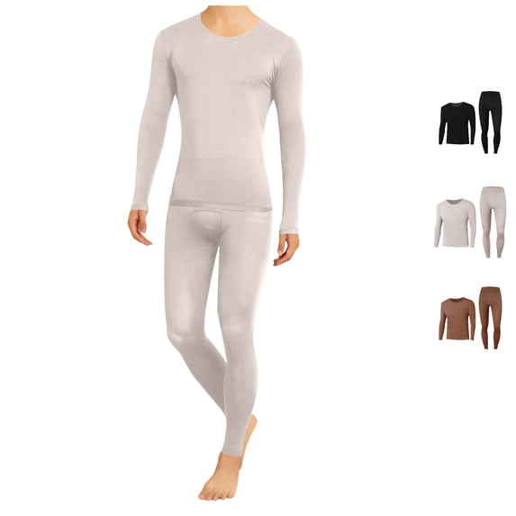 FAZVAOO Men's Long Johns Set Thermal Base Layer Top and Bottom for Cold Weather