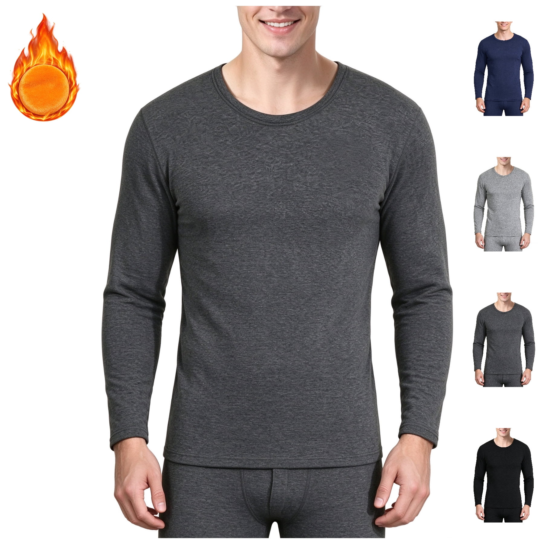 FAZVAOO Men's Long Sleeve Base Layer Shirt Stretchy Warm Winter ...