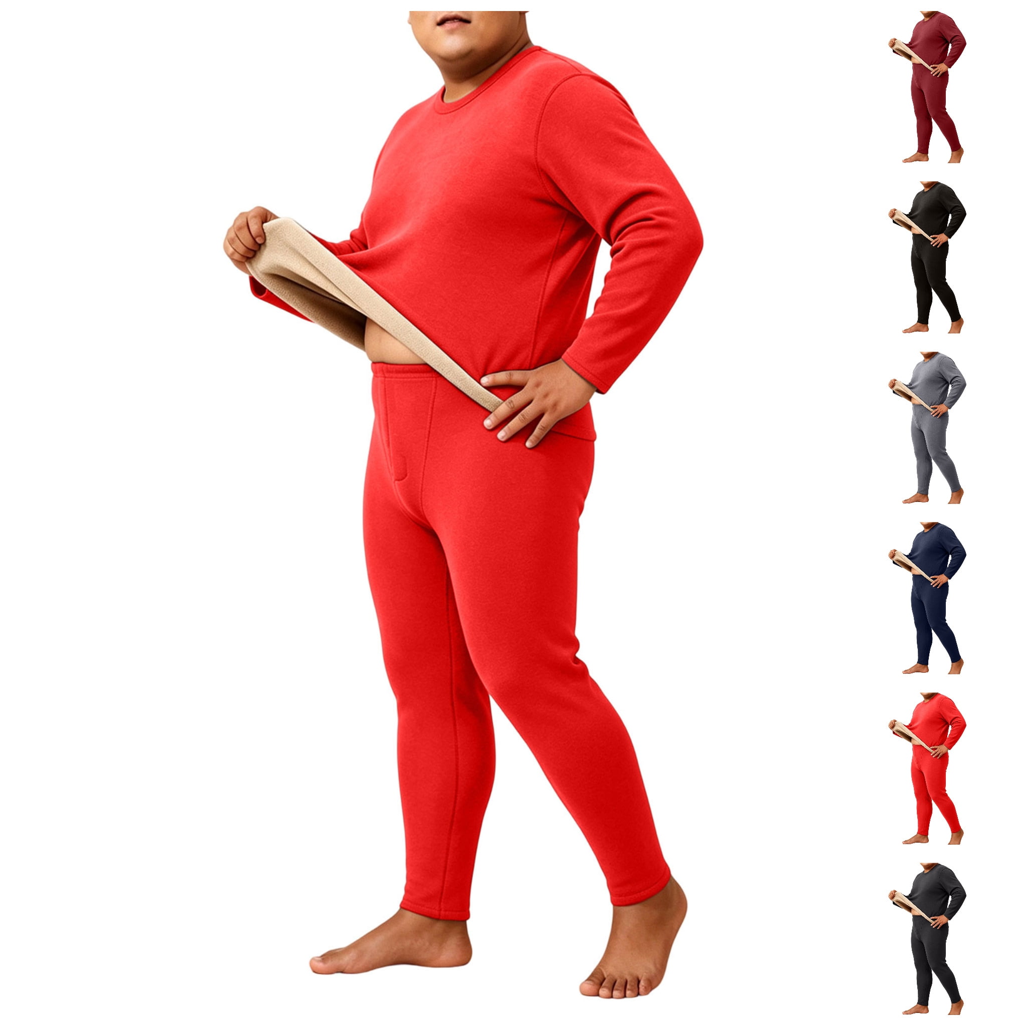 FAZVAOO Men's Thermal Underwear Set Plus Size Warm Top and Bottom Cold ...