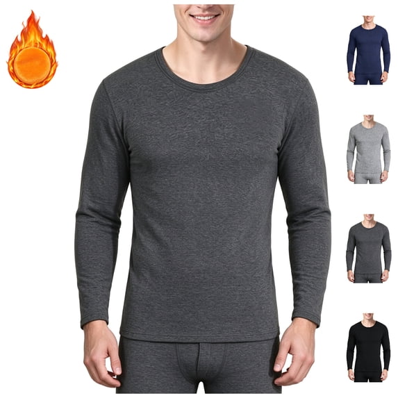 FAZVAOO Men's Thermal Underwear Top Stretchy Warm Winter Layering Shirt