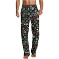 thumbnail image 1 of FAZVAOO Mens Christmas Pajama Pants Plaid Elastic Waistband Home Sleepwear Thin Print Straight Leg Pants, 1 of 5