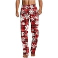 thumbnail image 1 of FAZVAOO Mens Christmas Pajama Pants Plaid Elastic Waistband Home Sleepwear Thin Print Straight Leg Pants, 1 of 5