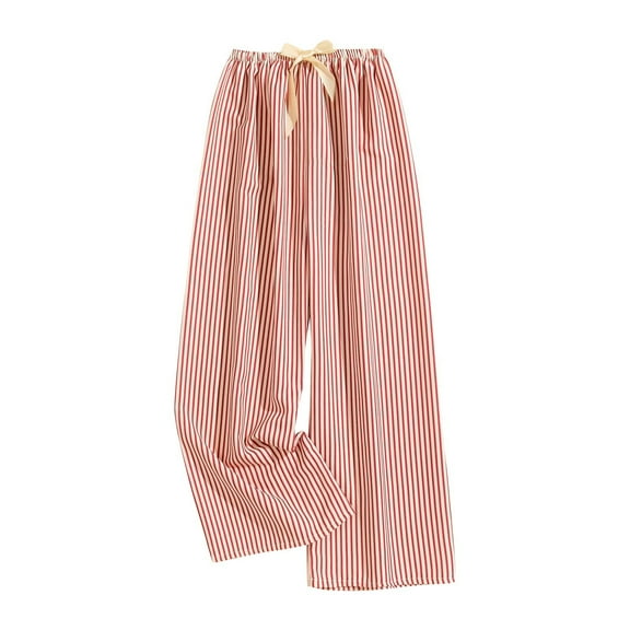 FAZVAOO Pajama Pants for Women Wide Leg Lounge Pants Soft Striped Pajama Bottoms Elastic Waist Tie