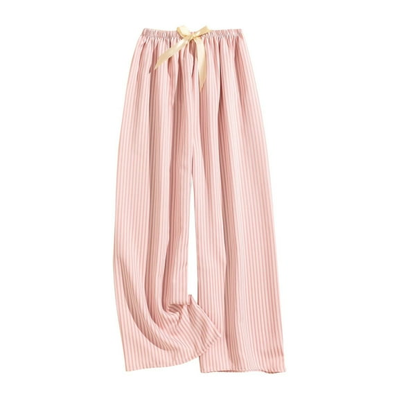 FAZVAOO Pajama Pants for Women Wide Leg Lounge Pants Soft Striped Pajama Bottoms Elastic Waist Tie