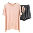 thumbnail image 1 of FAZVAOO Pajama Sets for Women 2 Piece Cotton Blend Crewneck Short Sleeve Shorts Soft Loungewear, 1 of 5