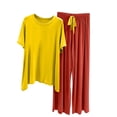 thumbnail image 1 of FAZVAOO Pajamas for Women 2 Piece Cotton Blend Crewneck Short Sleeve Top and Soft Pants Loungewear, 1 of 7
