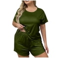 thumbnail image 1 of FAZVAOO Silk Pajamas for Women 2 Piece Summer Loose Short Sleeve Shorts Sleepwear Size XL-5XL, 1 of 4