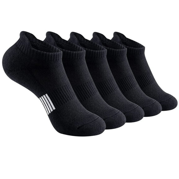 FAZVAOO Socks for Women Cotton Ankle Thick Warm Athletic Outdoor Socks,Black 5 Pairs