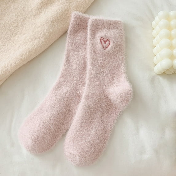 FAZVAOO Socks for Women Fleece Thick Warm Casual Home Sleep Floor Socks Pink