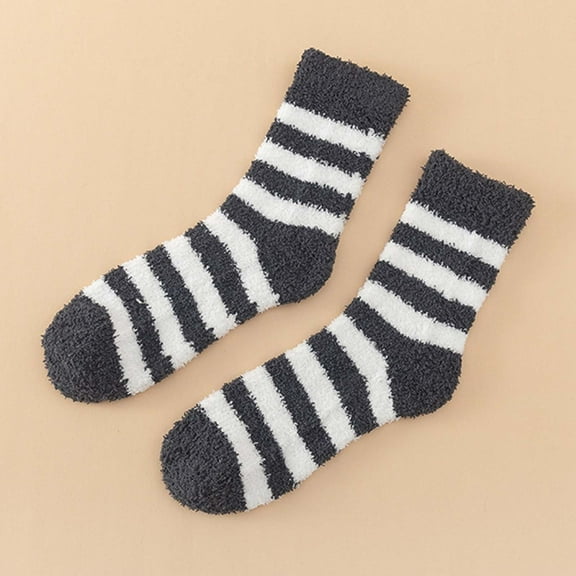 FAZVAOO Socks for Women Fuzzy Crew Unisex Wool Thick Warm Sleep Floor Socks Gray