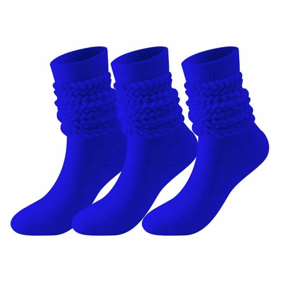 FAZVAOO Socks for Women Kenn High Unisex Warm Knit Socks,Blue 3 Pairs