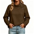 thumbnail image 1 of FAZVAOO Sweatshirts for Women,Mock Neck Drop Shoulder Fleece Lined Button Pullover Sweatshirt Coffee S, 1 of 8