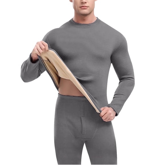 FAZVAOO Thermal Underwear for Men Set Long Johns Fleece Warm Top and Bottom Size L-4XL