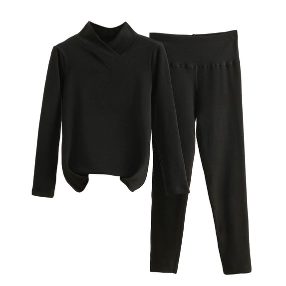 FAZVAOO Thermal Underwear for Women Long Johns V-Neck Thick Warm Top and Bottom Size M-XXL