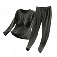 thumbnail image 1 of FAZVAOO Thermal Underwear for Women Set Long Johns Crew Neck Soft Winter Warm Built-In Bra Top and Bottom Size L-XXL, 1 of 3