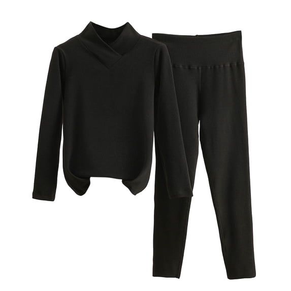 FAZVAOO Thermal Underwear for Women Set Long Johns V-Neck Thick Warm Top and Bottom Size M-XXL