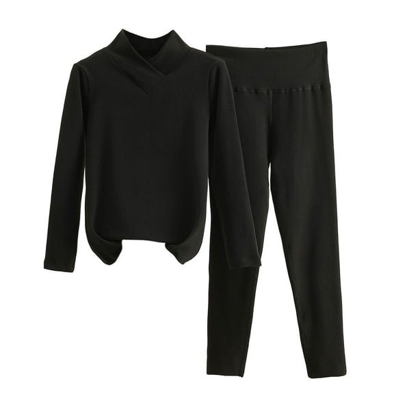 FAZVAOO Thermal Underwear for Women Set Long Johns V-Neck Thick Warm Top and Bottom Size M-XXL