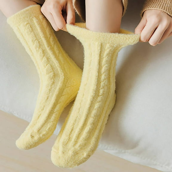 FAZVAOO Toe Socks for Women Fuzzy Velvet Thick Socks Yellow