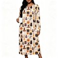thumbnail image 1 of FAZVAOO Women Nightgowns,Plus Size Long Sleeve Soft Crew Neck Graphic Casual Homewear Khaki 3XL, 1 of 8