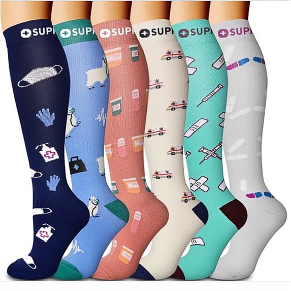 FAZVAOO Women's Compression Socks Warm Athletic Home Socks,Multicolor 6 Pairs