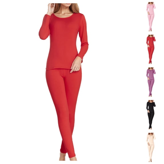 FAZVAOO Women's Fleece Thermal Base Layer Set Long Sleeve Top and Leggings for Cold Weather