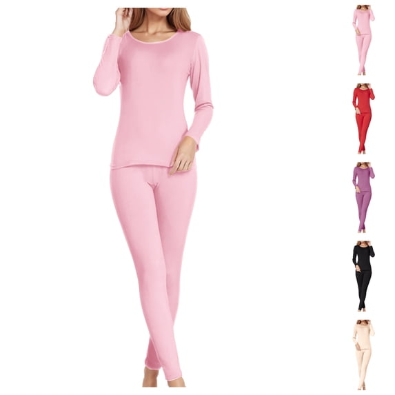 FAZVAOO Women's Fleece Thermal Base Layer Set Long Sleeve Top and Leggings for Cold Weather