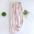 thumbnail image 1 of FAZVAOO Women's Fuzzy Pajama Pants Wide Leg Elastic Waistband Print Joggers Pants With Side Pockets, 1 of 3