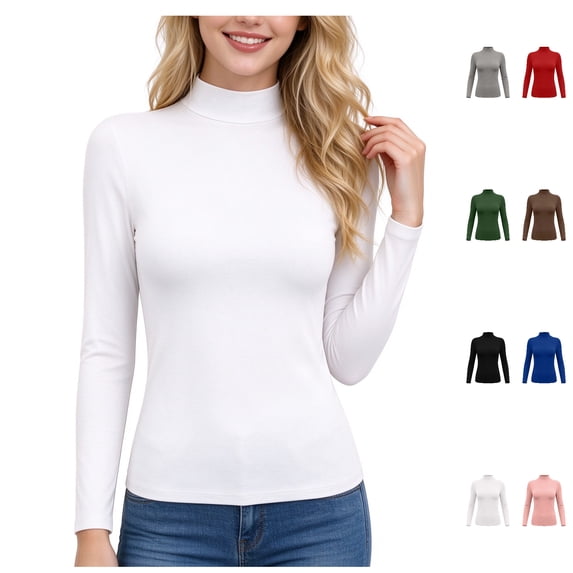 FAZVAOO Women's High Neck Base Layer Shirt Stretchy Warm Winter Layering Shirt